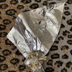 VINTAGE LEATHER BELT WITH PEARL AND RHINESTONE DETAIL